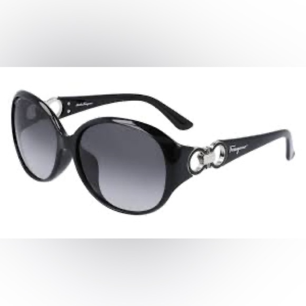 Salvatore Ferragamo Black and Silver Sunglasses